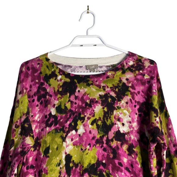 J. Jill Women's Purple Floral Round Neck Knit Top - Picture 2 of 7